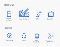 Pay water and electricity bills, recharhe mobile, DTH, Gas booking etc. 